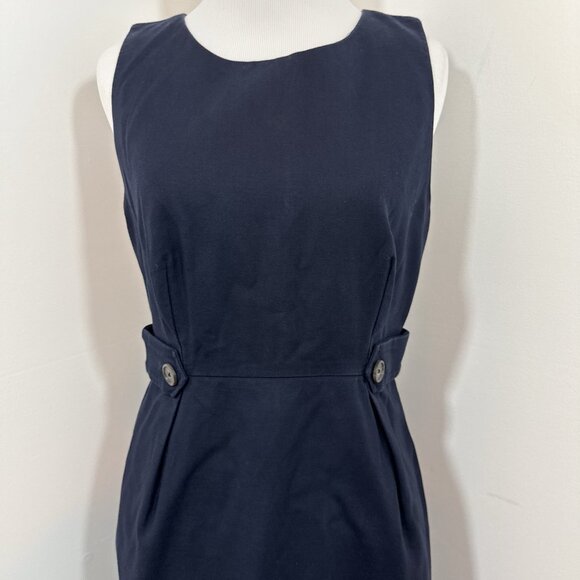 J. Crew Sheath Dress Size 4 Petite Cotton Retro Pinafore Button Waist Twill - Picture 3 of 11